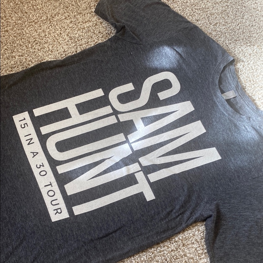 Next Level Apparel Sam Hunt “13 IN A 30 TOUR” Heather Gray Short Sleeve L Tee